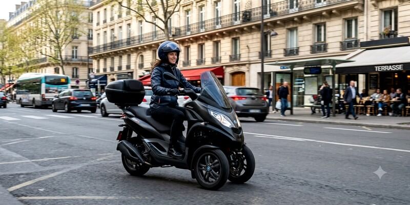 Scooter 3 roues sur la route